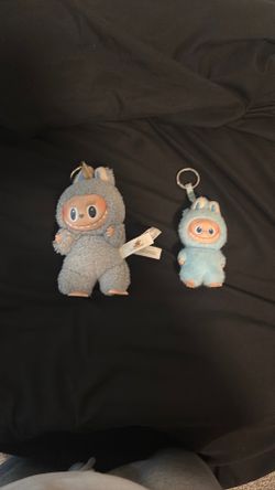 Blue and gray labubu