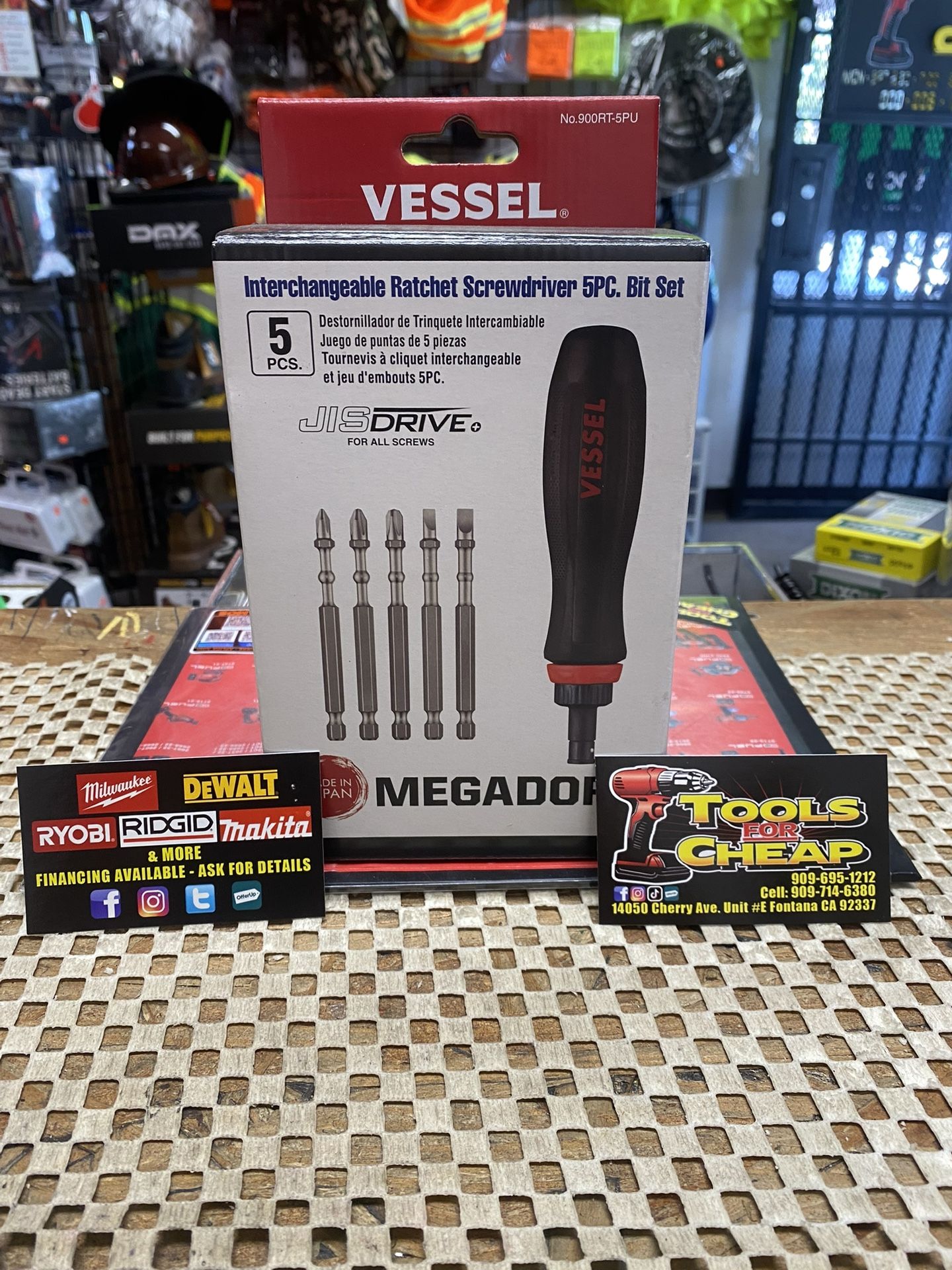VESSEL Interchangeable Ratchet Screwdriver 5pc. Bit Set
