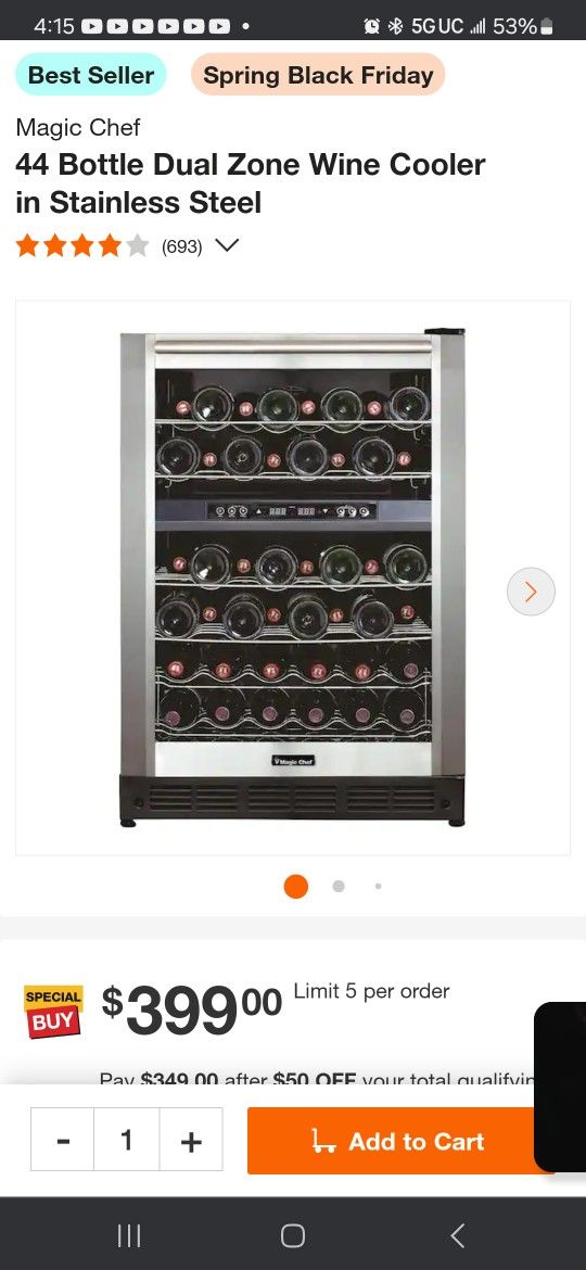 Magic Chef Wine Cooler  44 Bottle