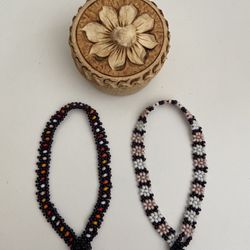 Two Beaded Bracelets & Gift Box 