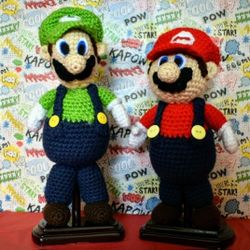 Crochet  Lugi and Mario 45 Each