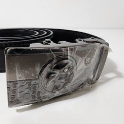 Black Leather Ratchet Dress Belt-American Eagle 50" inch