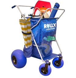 RollX Foldable Storage Wagon Cart - 4 Balloon Wheels Beach Tires with Pump