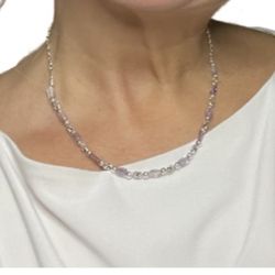 Certified European Jewelry Amethyst And 925 Sterling Silver Necklace - Brand New