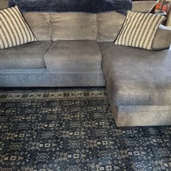 Grey Couch With Ottoman 