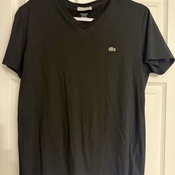 Black Shirt, Male, Lacoste, Size Medium, Shirt, V Neck