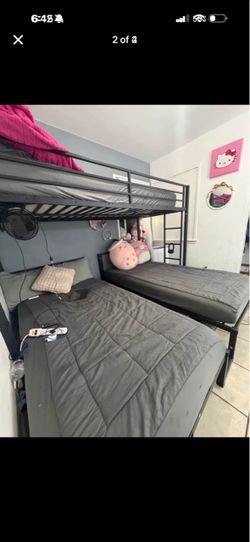 Black Metal Bunk Bed 3-1