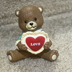 Teddy bear plastic Holding Heart 2” Figure Love Valentine’s Day anniversary