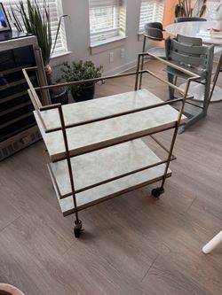 Bar Cart - Brass & Concrete Crate and Barrel