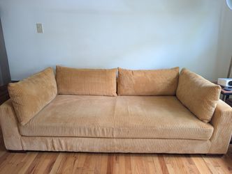 89.5" Corduroy Sofa-Yellow