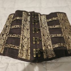 Underbust Gold Brocade Corset - Size 34