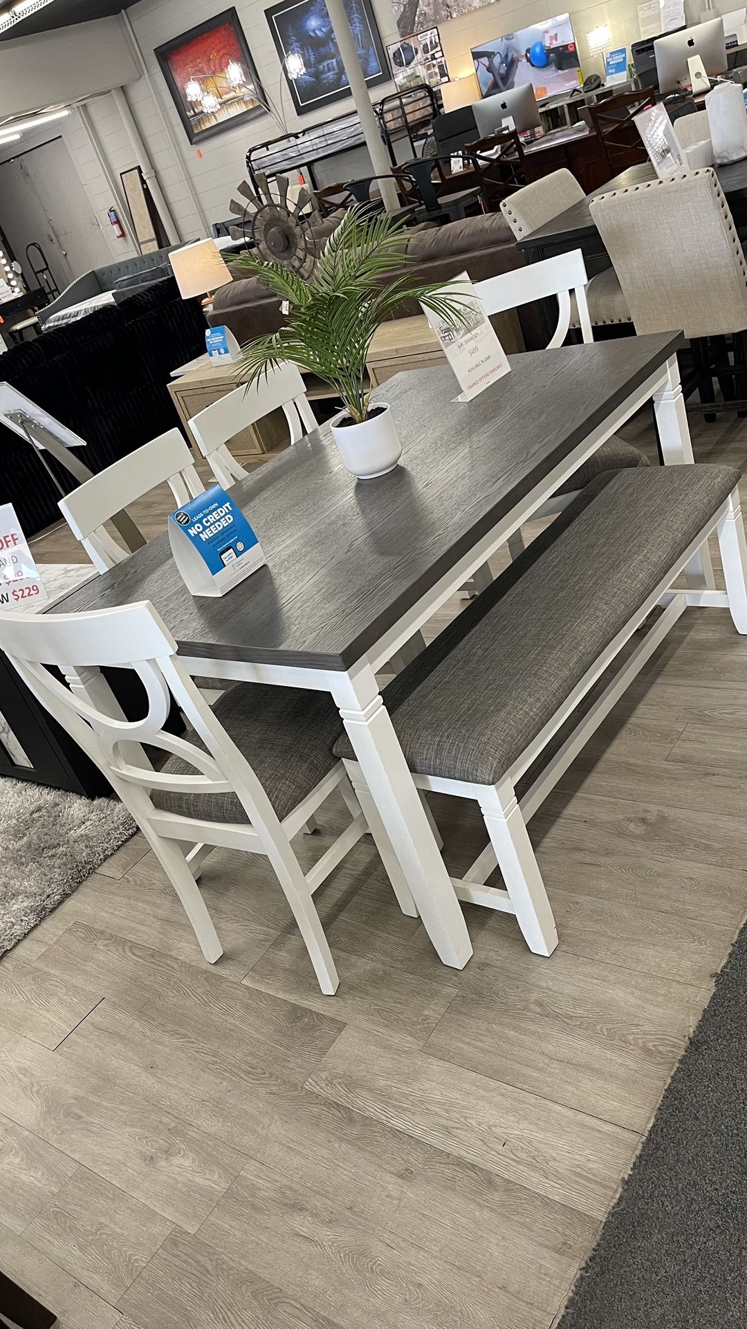 6Pc Dining Set-Includes Dining Table,4 Dining Chairs And Dining Bench