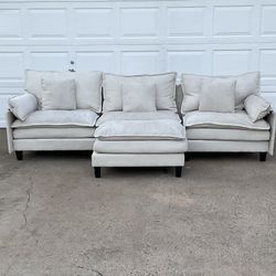 Cream Sofa W/ Ottoman (250)