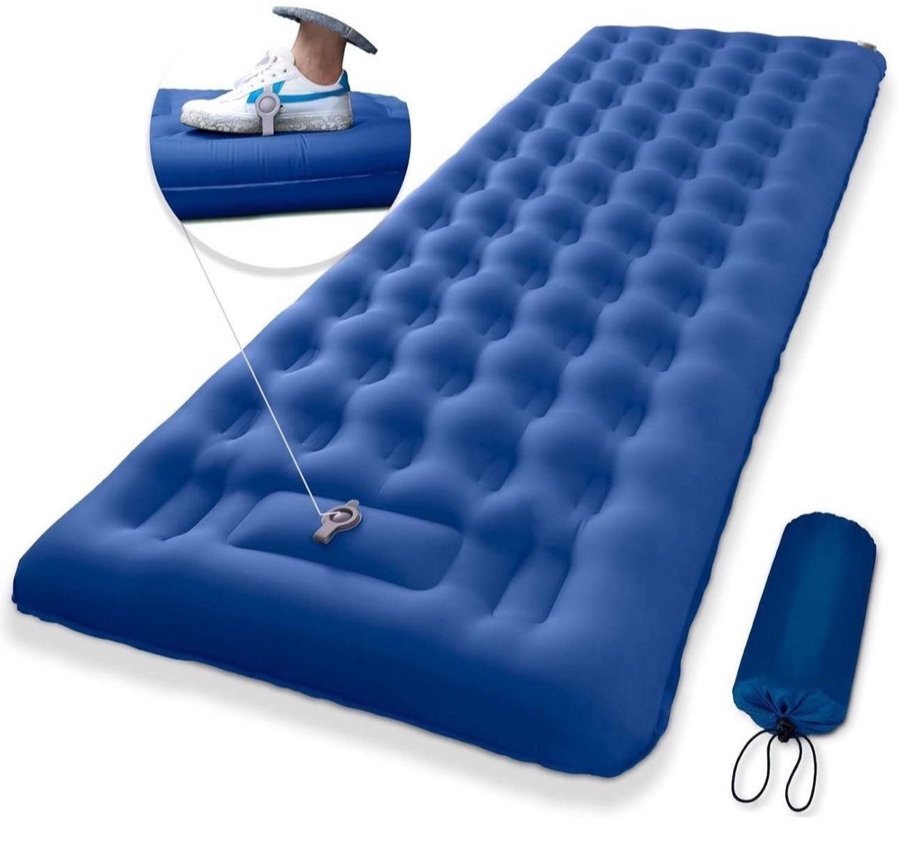 Camping Sleeping Pad, 5 Inch Extra Thickness Inflatable Sleeping Mat Built-in Foot Pump, Compact & Lightweight Camping Air Mattress for Hiking, Travel