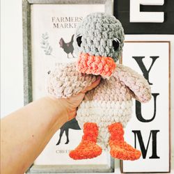 Crochet Mallard Duck Snuggler Plushie Stuffed Animal Baby Toy