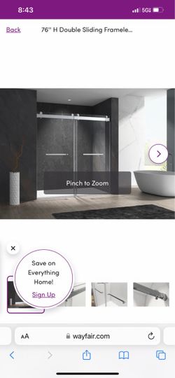 ds 13-72"x 76" double sliding door tempered glass 3/8 clear “brushed” $450 firm price Precio Firme