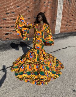 Kente met gala, prom and wedding dress