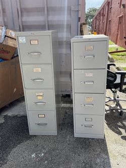 4-Drawer Metal Vertical Filing Cabinets – Set of 2