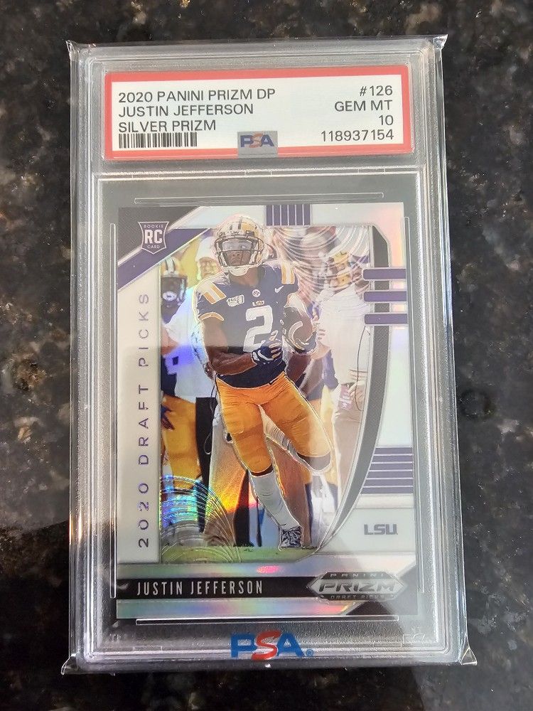 2020 Prizm Draft Picks Justin Jefferson #126 Silver Prizm RC PSA 10