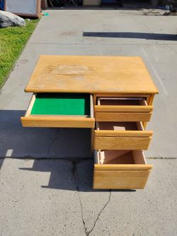 Wooden Desk With Drawers