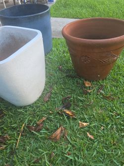 3 Expensvie big Cermic pots blue vintage 280
