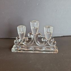 Clear Glass Triple Candle Holder