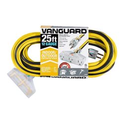 25 ft. x 12/3 Gauge Multiple Outlet Extension Cord with Indicator Light (Brand: Vanguard)