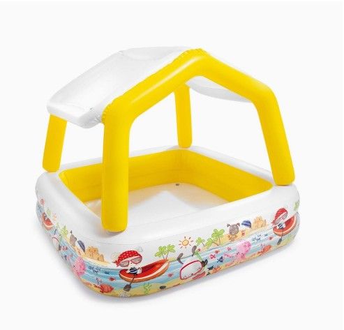 Intex Inflatable Ocean Scene Sun Shade Kids Swimming Pool with Canopy