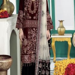 New Velvet Pakistani Wedding Party Dress Xl