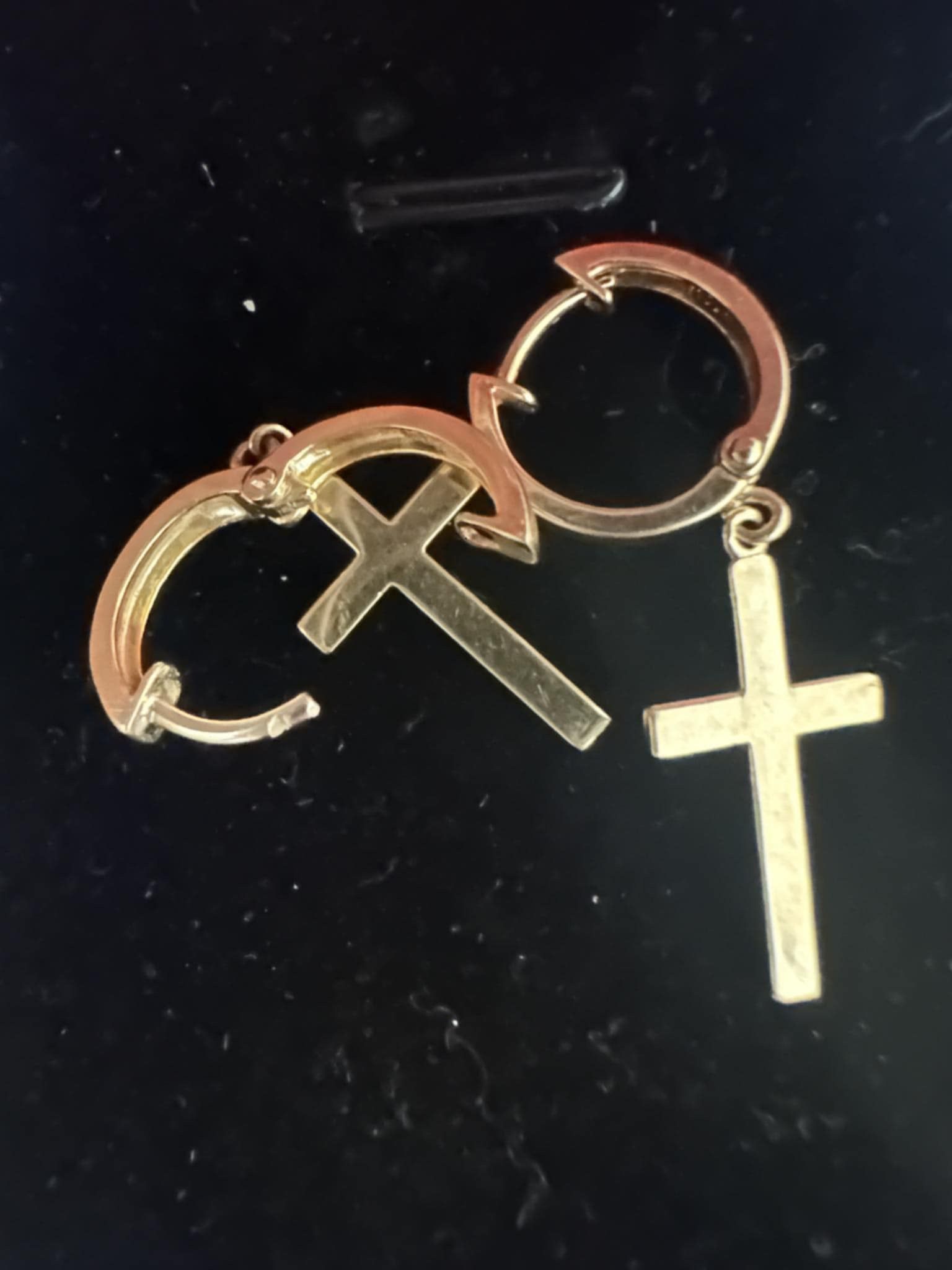 Gold Cross Earrings (14k Gold)