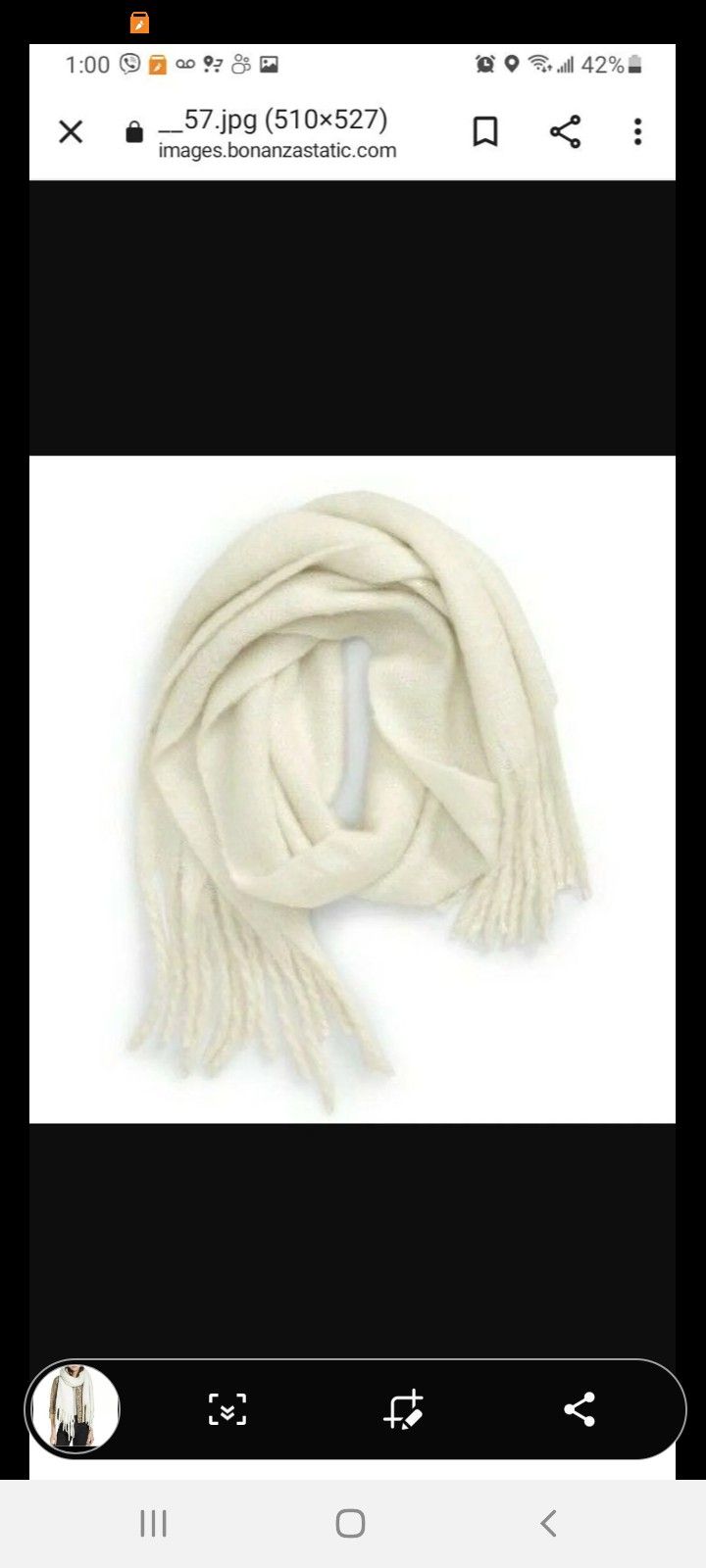 BP Nordstrom Speckled Knit Muffler Scarf Fringed Ivory White Soft Cozy