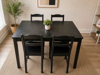 Black Wood Dining Table and 4 Chairs