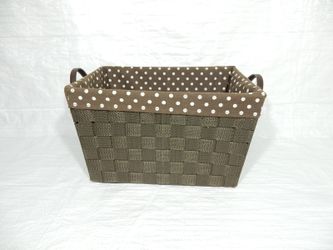Brown Storage Basket with Poka Dots with Fabric Lining