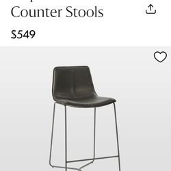 West Elm Slope Leather Counter Stools