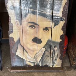 Charlie Chaplin Picture On Wood Art