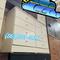 Eight Drawer White With Rails Dresser Chest 