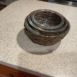 Glass Bowls With Wicker Holders. New