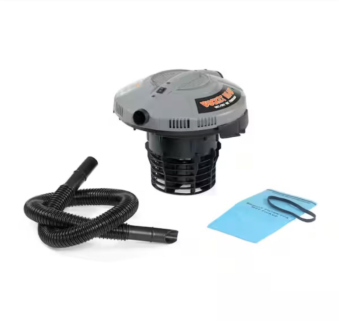 Bucket Head 5 Gallon 1.75 Peak HP Wet Dry Vacuum Powerhead Shop Vac with Filter Bag and Hose (compatible with 5 Gal. Homer Bucket)
