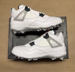 Nike Air Jordan 4 Retro TD Cleat White Cement Mens size 9 Football Shoes NEW!