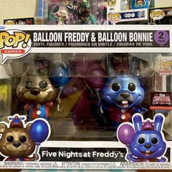 Funko POP Five Nights at Freddy's Balloon Freddy & Bonnie Metallic TargetCon Exclusive 2 Set