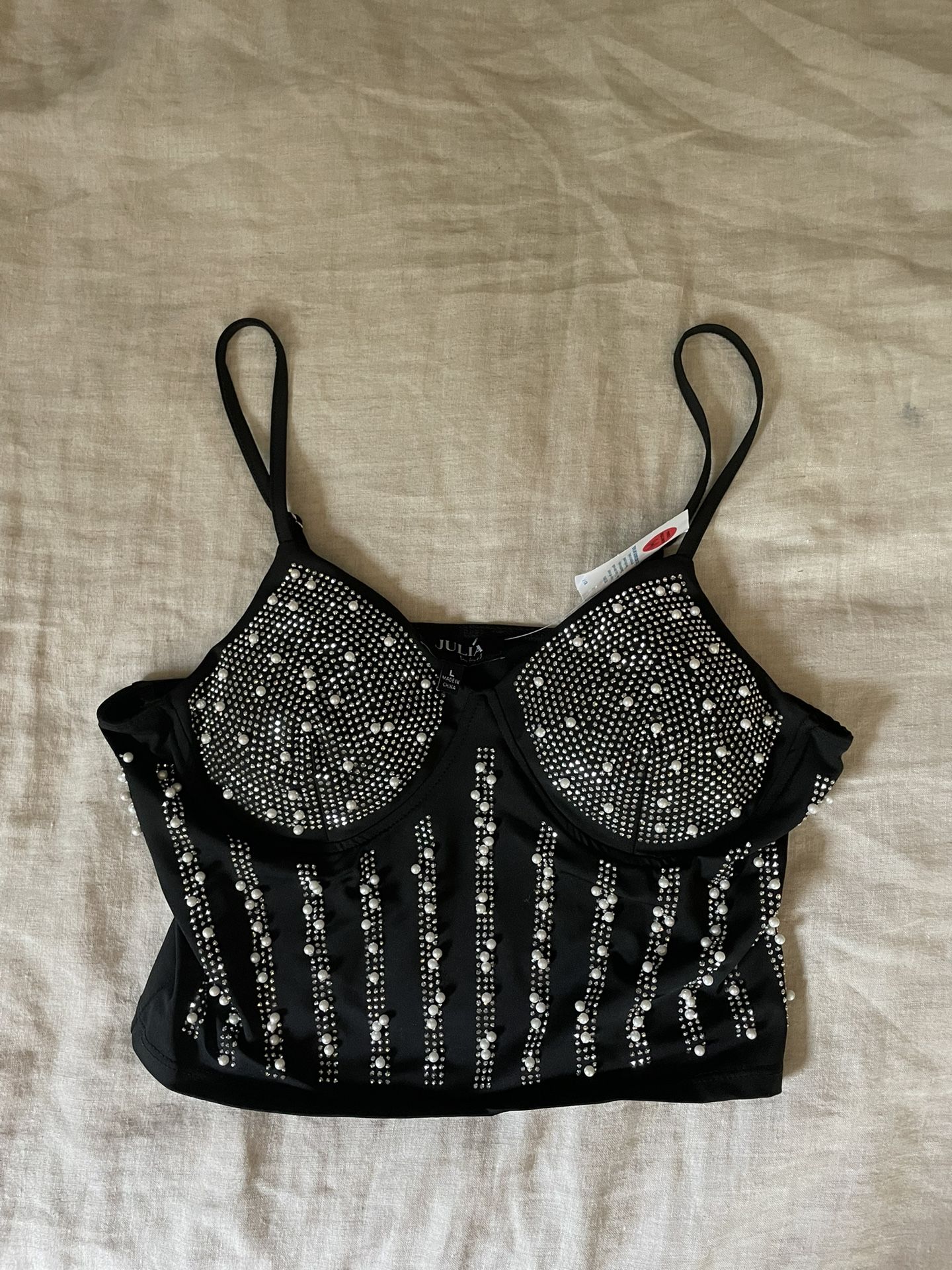 Women’s Pearl/Rhinestone Cropped Tank