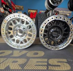 On sale. On KMC KM235 grenade Crawl 17x8.5 6x139.7 Real Beadlock machine or Black Wheels & 33x12.50-17 tires for 6 lug truck suv (We Finance)