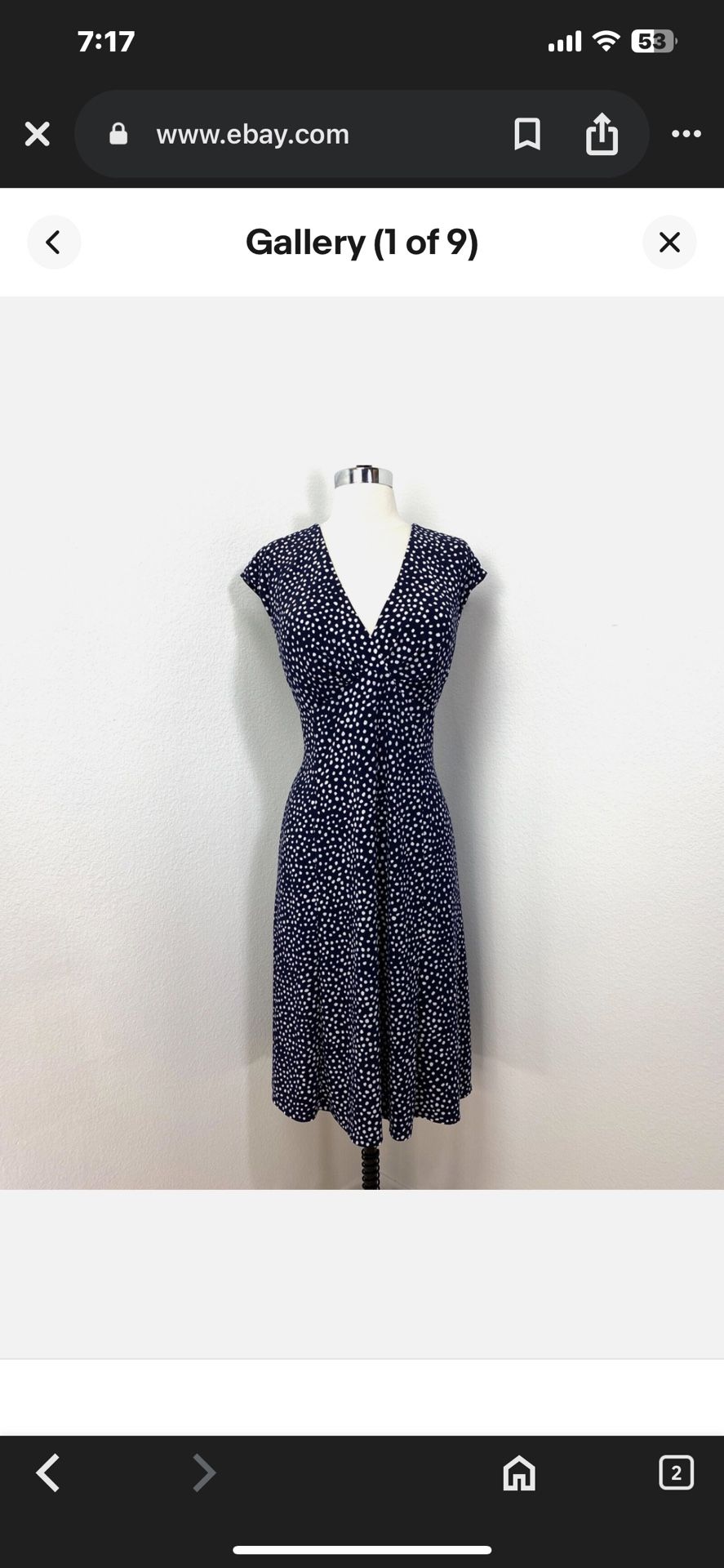 Like New Size L Chaps Navy And White Dress