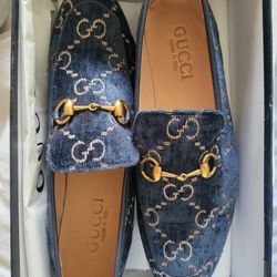 Gucci Blue Suede Mens Shoes New Size 11 Gucci Jordaan GG Brand New