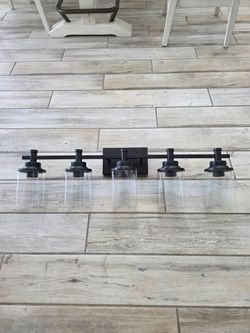 5 light matte black modern light fixture