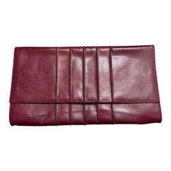Vintage 1970s LACAVERA Burgundy Leather Clutch Purse Rare