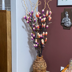 Decorative Terracotta Floor Vase with Artificial Flowers