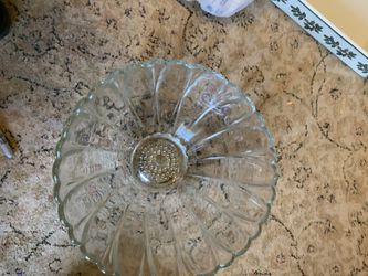 $35. vintage glass Decorative Heavyweight Punch Bowl glass/ dish/with cups