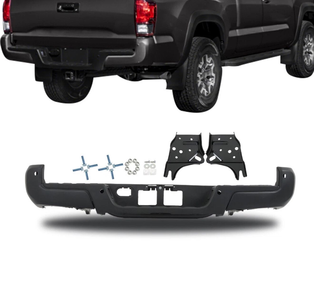 Rear Step Bumper Assembly For 2016-2020 Toyota Tacoma Black Steel 