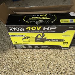 Ryobi14” 40-Volt Brushless Chain Saw Without Battery And Charger